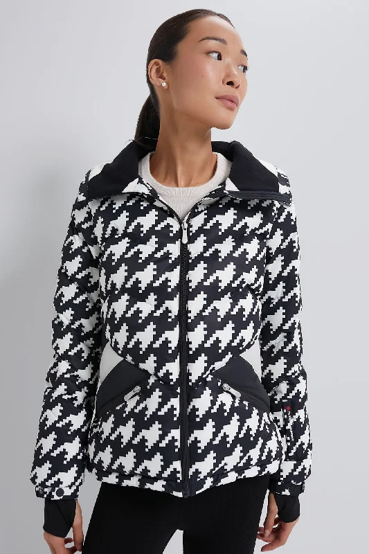 Sexy Fun Houndstooth Black and Snow White Ski Duvet Jacket