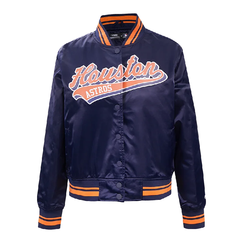 Minimal Style MLB HOUSTON ASTROS SCRIPT TAIL WOMEN'S SATIN JACKET (MIDNIGHT NAVY/ORANGE/MIDNIGHT NAVY) Minimal Style MLB HOUSTON ASTROS SCRIPT TAIL WOMEN'S SATIN JACKET (MIDNIGHT NAVY/ORANGE/MIDNIGHT NAVY)