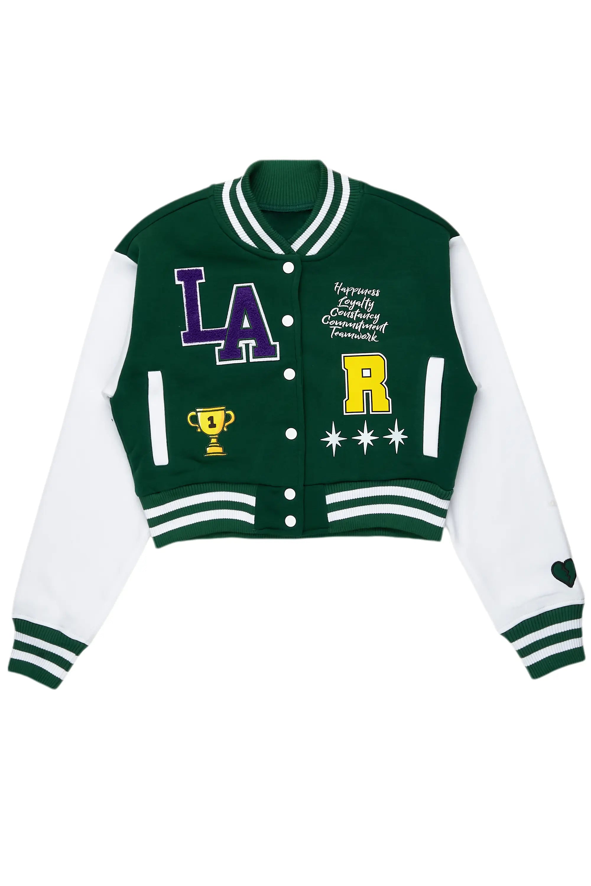 Elegant Series Shekeya Green Varsity Jacket