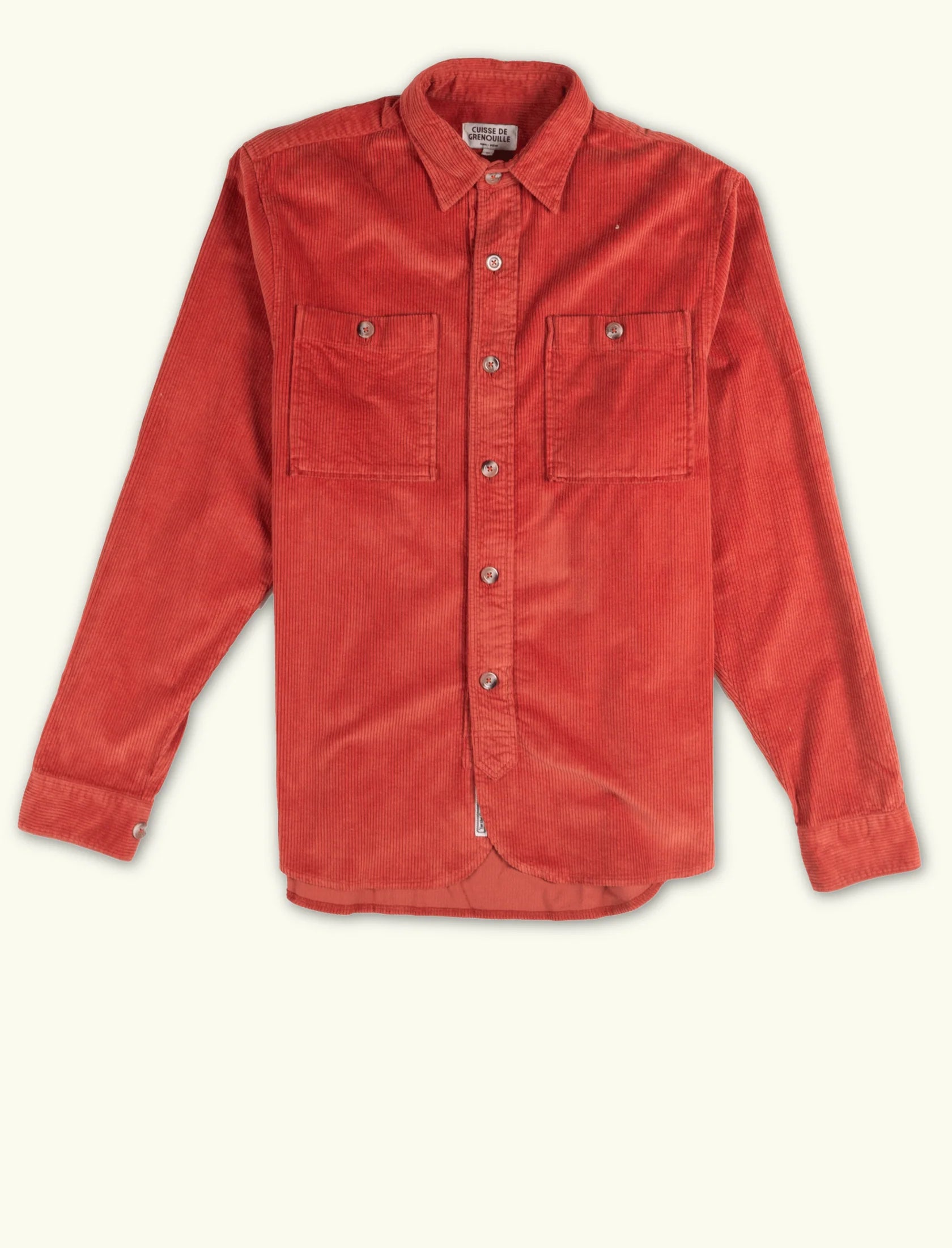 Elegant And Noble Cuisse de Grenouille Terracotta Velvet Corduroy Paris Shirt