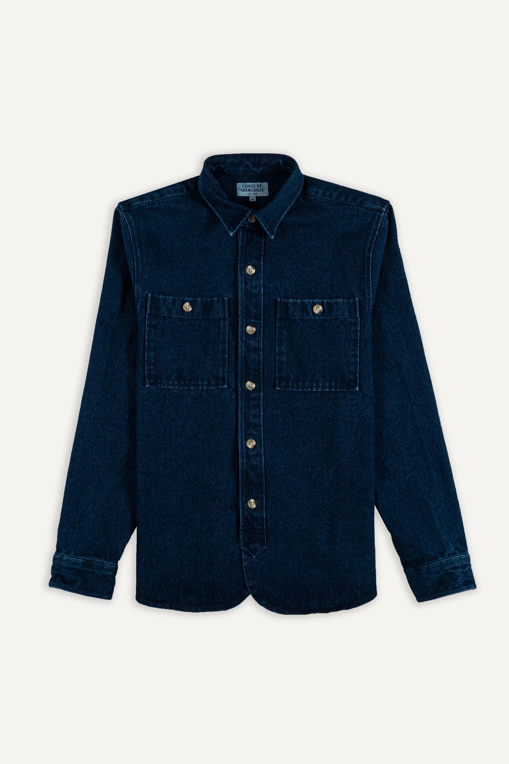Ultra-lightweight Cuisse de Grenouille Blue Denim Paris Over Shirt