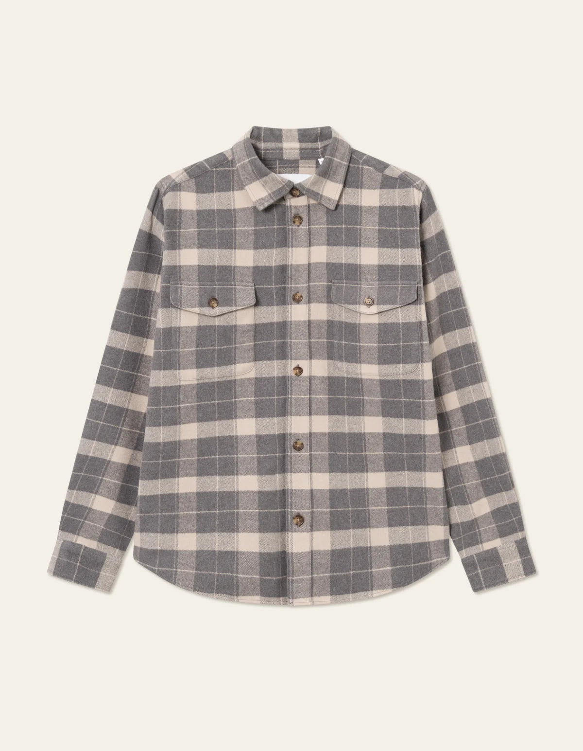 High-end Design Les Deux Grey Beige Check Flannel Lennon Overshirt