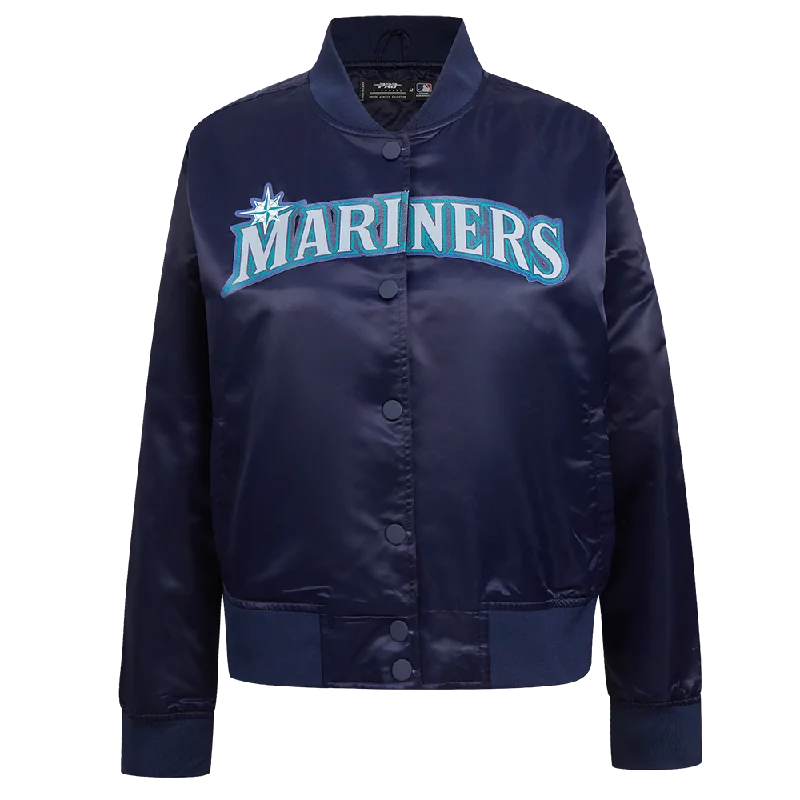 High-quality fabrics MLB SEATTLE MARINERS CLASSIC WOMEN'S SATIN JACKET (MIDNIGHT NAVY) High-quality fabrics MLB SEATTLE MARINERS CLASSIC WOMEN'S SATIN JACKET (MIDNIGHT NAVY)