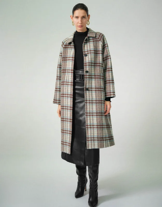 Luxury Temperament Plaid Straight Coat