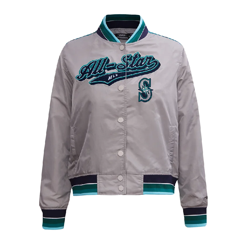 Celebrity Must-have MLB ALL STAR 2023 RIB WOMEN'S SATIN JACKET (SILVER)