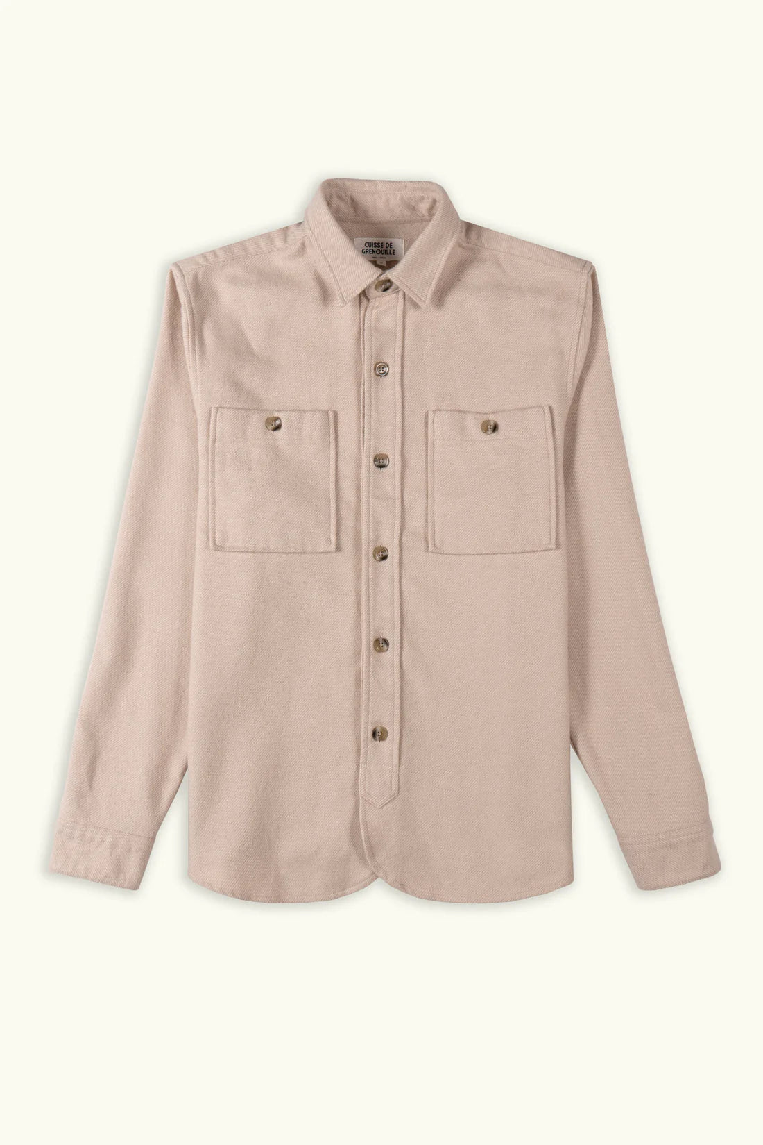 Comfortable Design Cuisse de Grenouille Cream Brushed Twill Paris Over Shirt