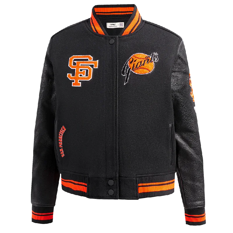 End Of The Year MLB SAN FRANCISCO GIANTS RETRO CLASSIC WOMEN'S RIB WOOL VARSITY JACKET (BLACK/ORANGE) End Of The Year MLB SAN FRANCISCO GIANTS RETRO CLASSIC WOMEN'S RIB WOOL VARSITY JACKET (BLACK/ORANGE)