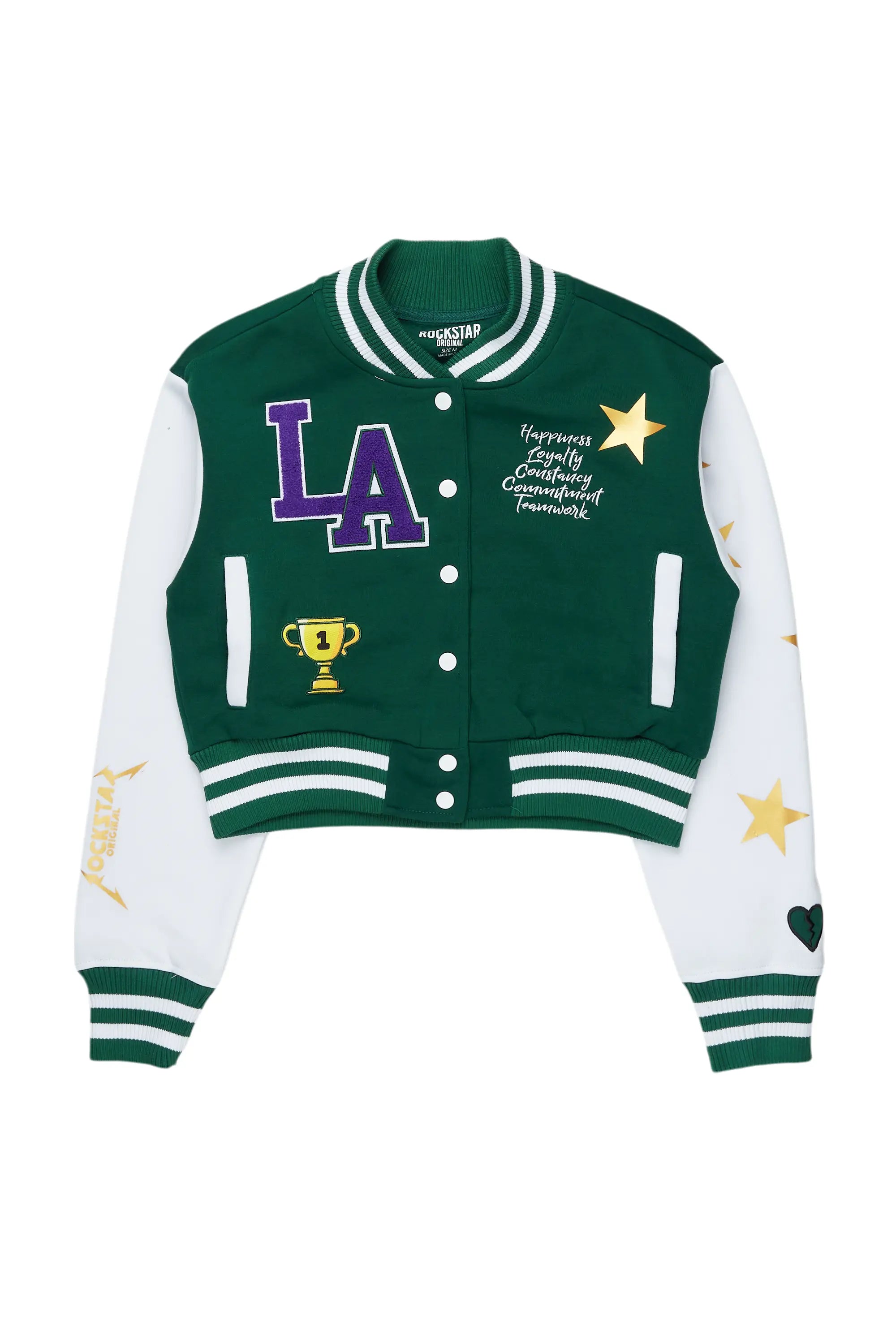 Celebrity Style Keneka Green Varsity Jacket