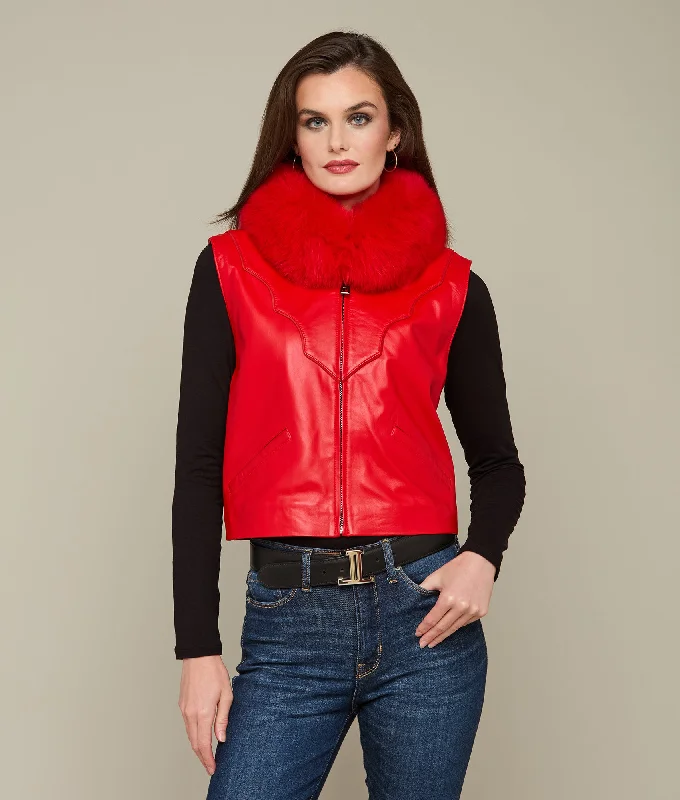 Knowledge And Elegance Western Fox Vest :: Red
