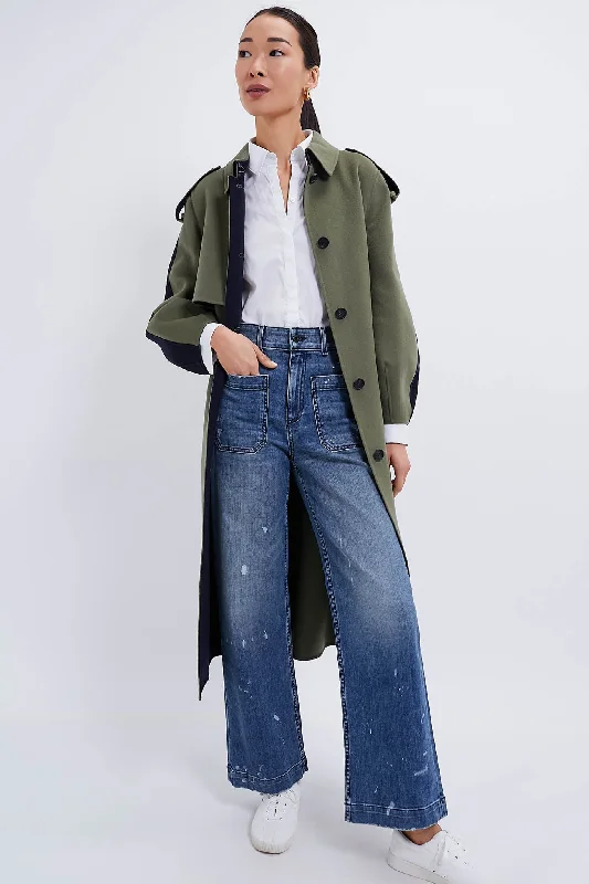 Light Comfort Light Military & Navy Ceyla Double Face Wool Coat