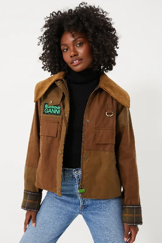 Diamond Series Tan Sand Barbour Ganni Block Spey Jacket