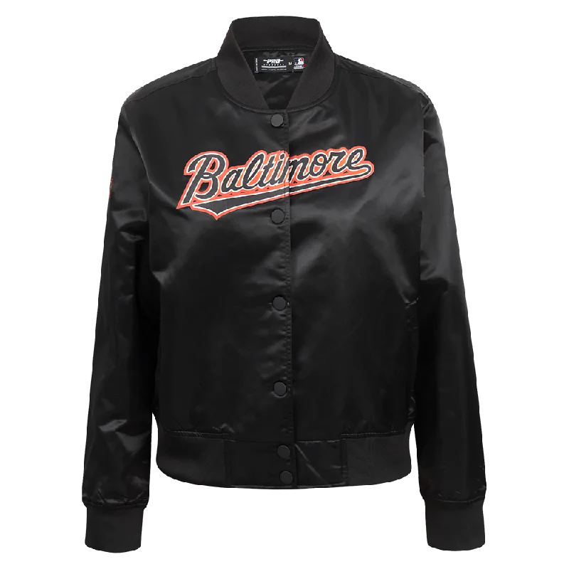 Skirt style MLB BALTIMORE ORIOLES CLASSIC WOMEN'S SATIN JACKET (BLACK)