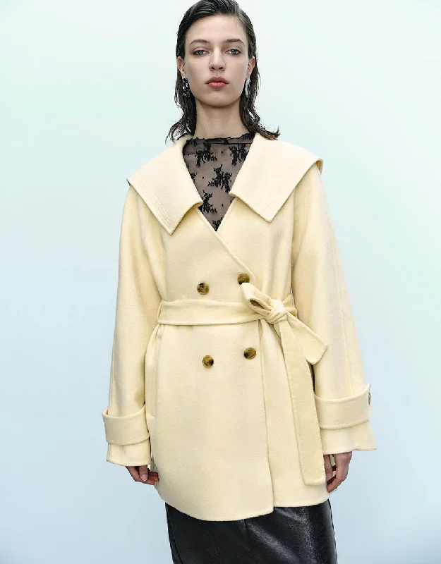 Carefree Style Sailor Collar Neck Straight Coat