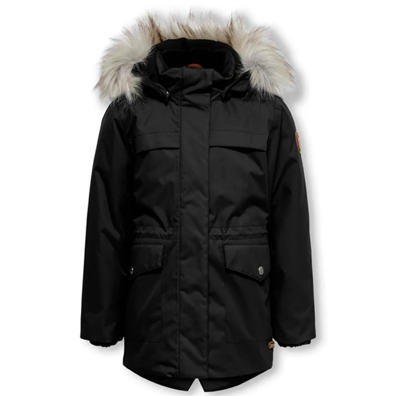 Soft Wear kids only Black Newliva Waterproof Fur Parka Coat