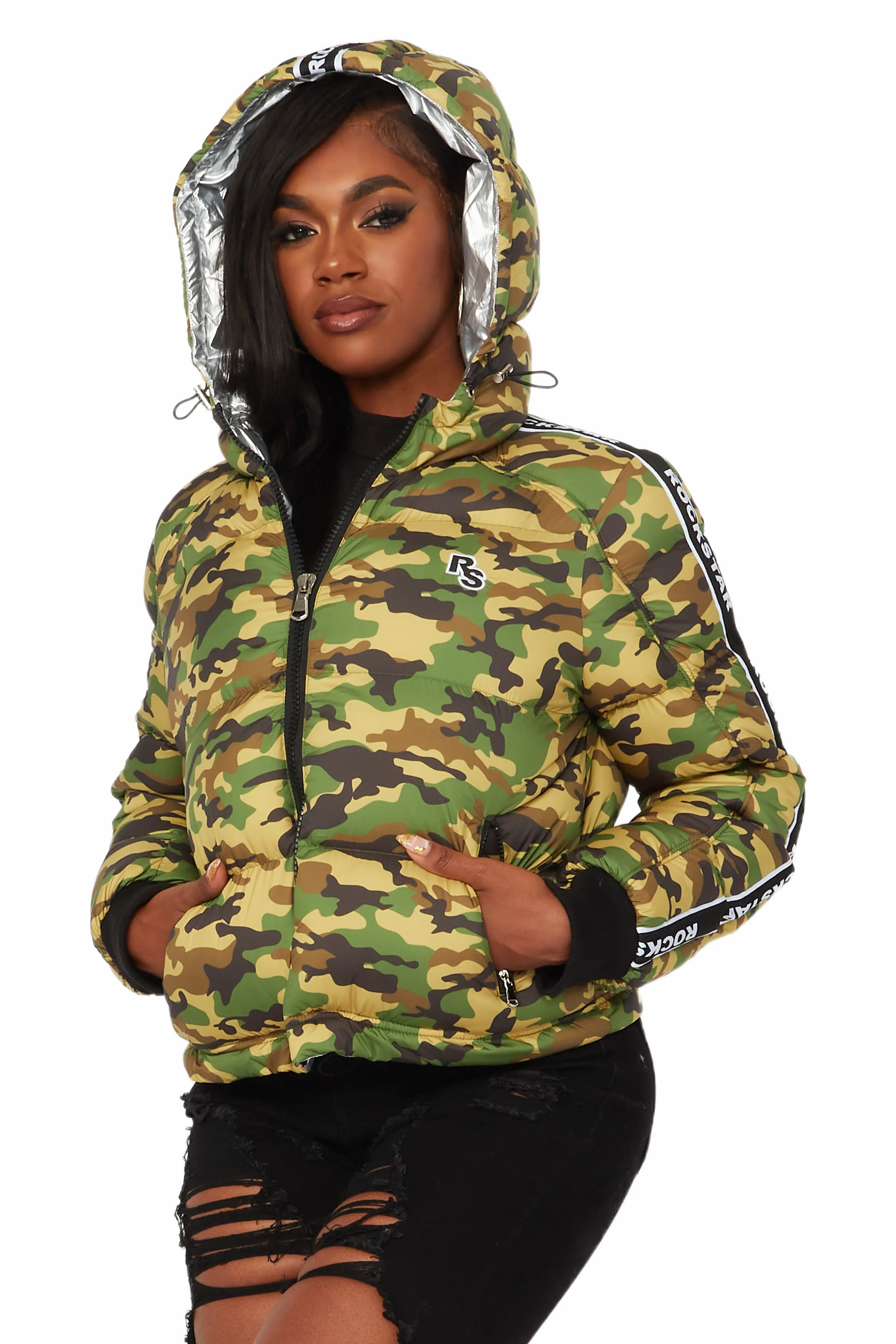 Personal Charm Jackey Camo Puffer Jacket