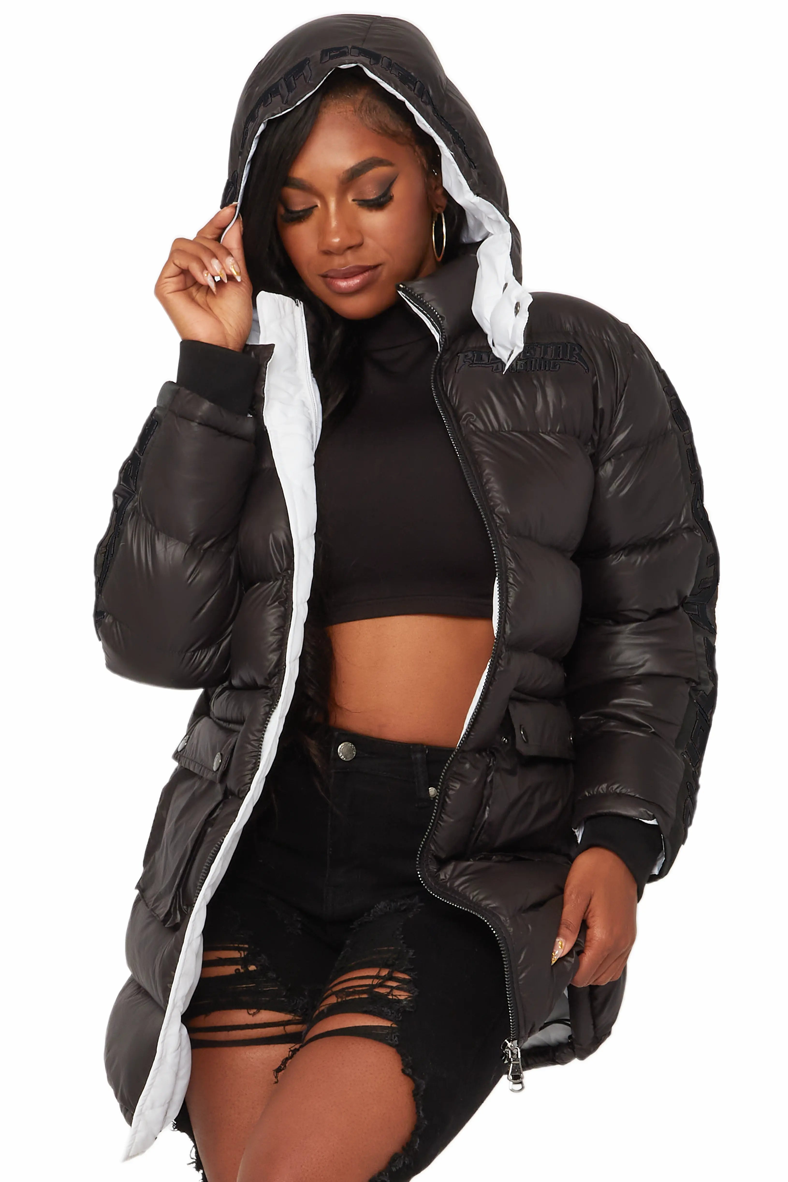 Stylish Wear Nikita Black/Black Long Puffer Jacket