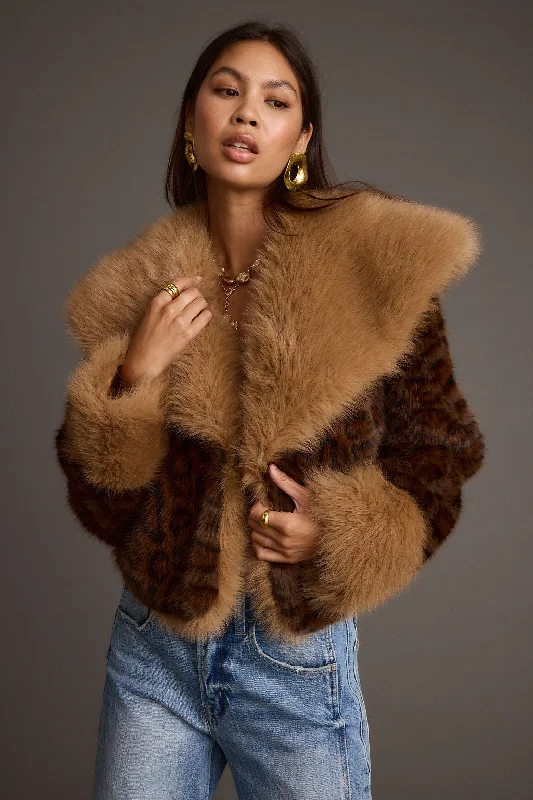 Celebrity Style Wild Heart Leopard Faux Fur Cropped Jacket