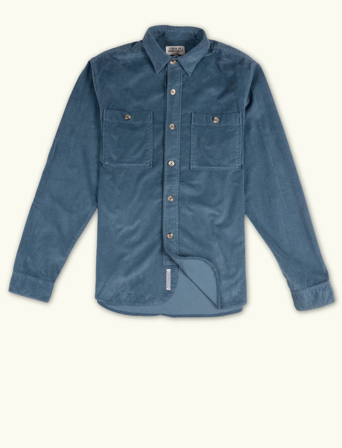 Relaxed And Casual Cuisse de Grenouille Slate Blue Velvet Corduroy Paris Shirt