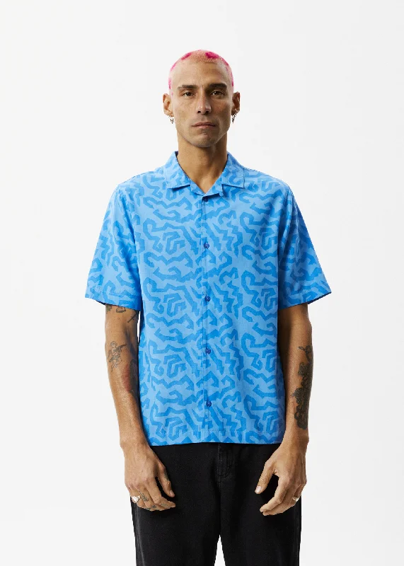 Daily Comfort AFENDS Mens Icebergs - Cuban Short Sleeve Shirt - Arctic
