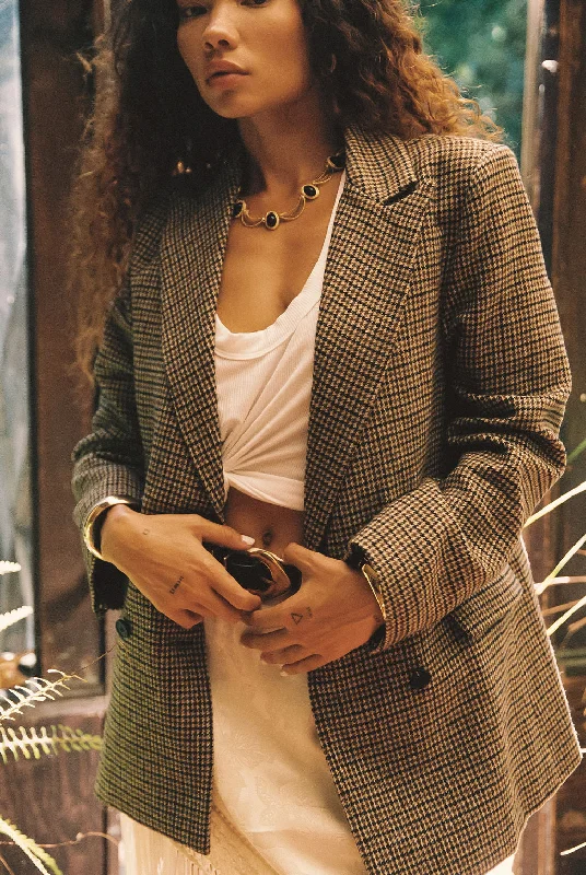 Retro Fashion West Village Brown Plaid Blazer