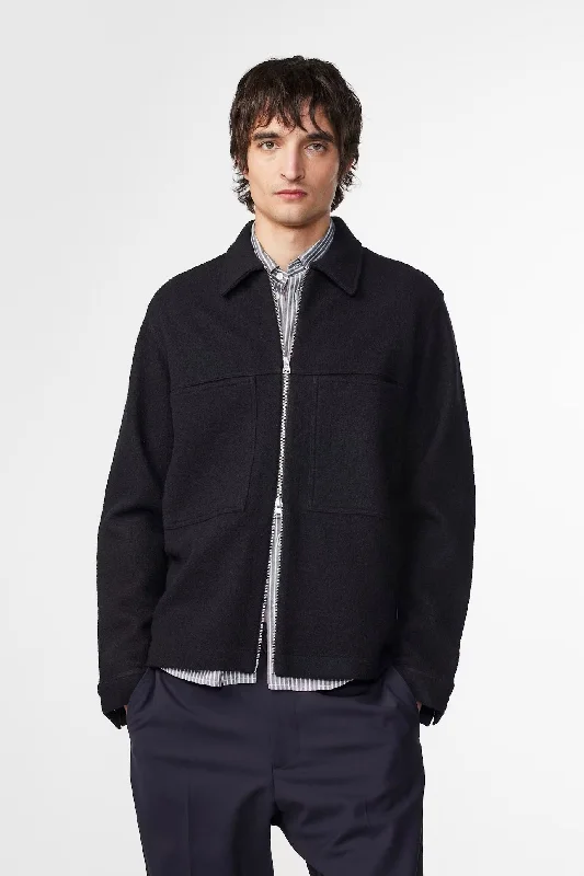 Bottom And Versatile NN.07 Black Isak Wool Jacket