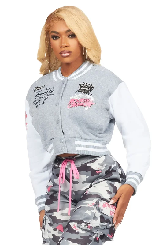Dessert Matching Tashara Heather Grey Varsity Jacket
