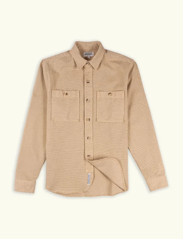 Knowledge And Elegance Cuisse de Grenouille Beige Twill Paris Over Shirt