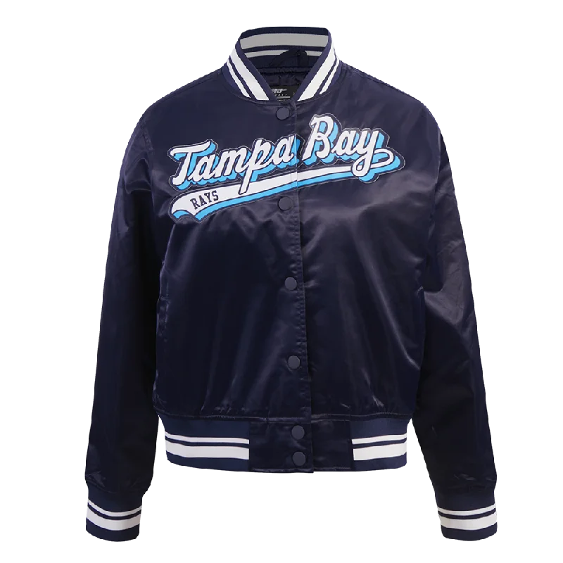 British casual MLB TAMPA BAY RAYS SCRIPT TAIL WOMEN'S SATIN JACKET (MIDNIGHT NAVY) British casual MLB TAMPA BAY RAYS SCRIPT TAIL WOMEN'S SATIN JACKET (MIDNIGHT NAVY)