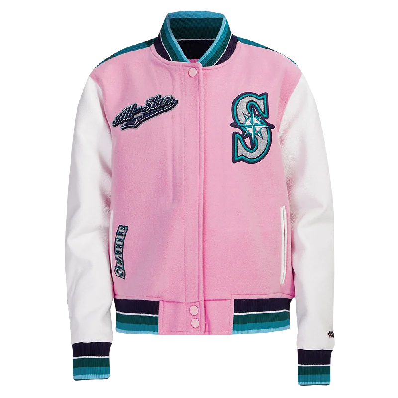 Fashionable Items MLB ALL STAR 2023 RIB WOOL WOMEN'S VARSITY JACKET (PINK/WHITE)