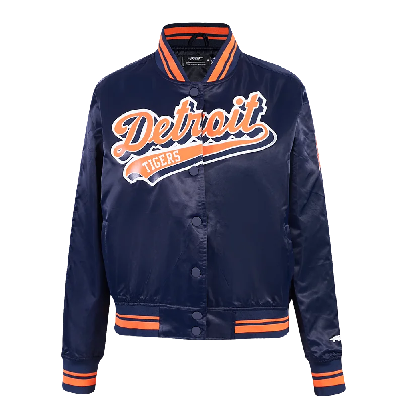 Advanced Customization MLB DETROIT TIGERS SCRIPT TAIL WOMEN'S SATIN JACKET (MIDNIGHT NAVY/ORANGE/MIDNIGHT NAVY) Advanced Customization MLB DETROIT TIGERS SCRIPT TAIL WOMEN'S SATIN JACKET (MIDNIGHT NAVY/ORANGE/MIDNIGHT NAVY)
