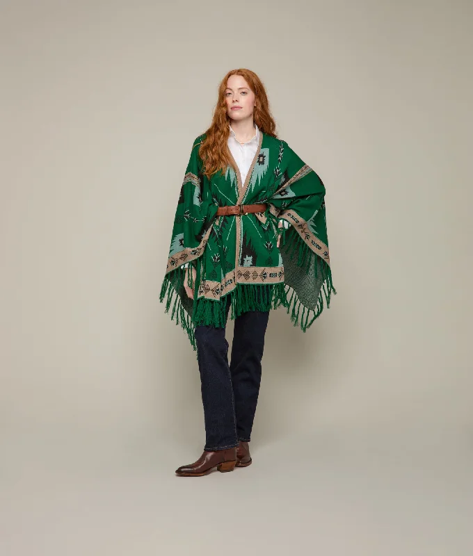 Youthful Street Fashion Lightweight Alpaca Cape :: Emerald