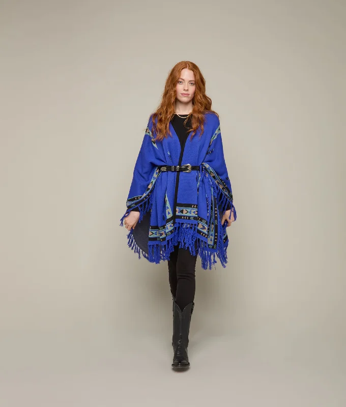 Warm Atmosphere Lightweight Alpaca Cape :: Sapphire