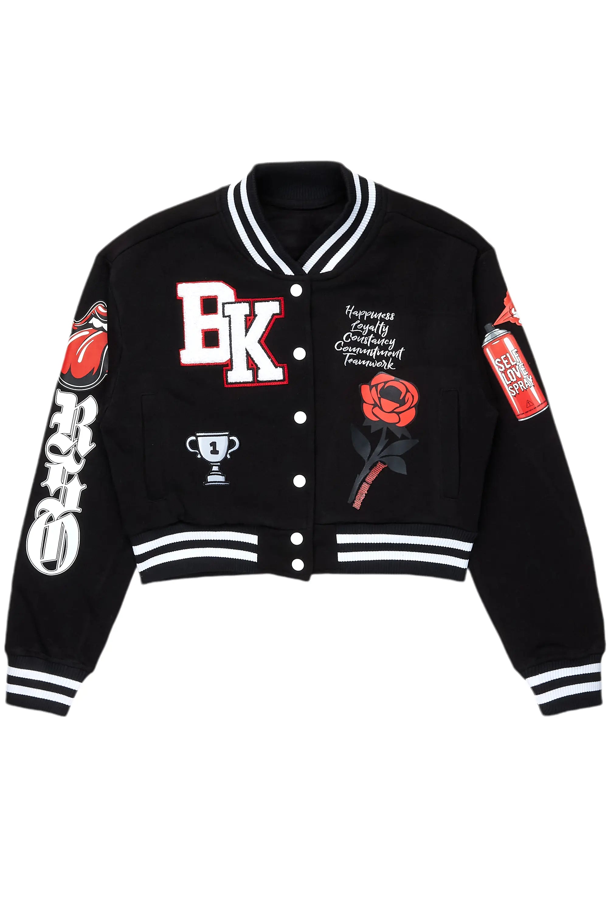 Chic Relaxation Eboni Black Varsity Jacket