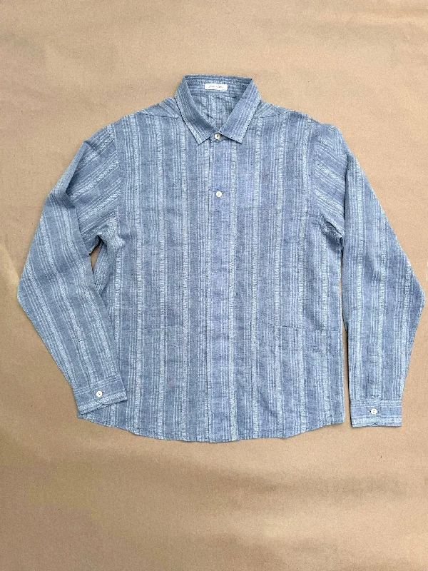 Noble Temperament ABCL Light Blue Dobby Stripe Kimi Overshirt Jacket