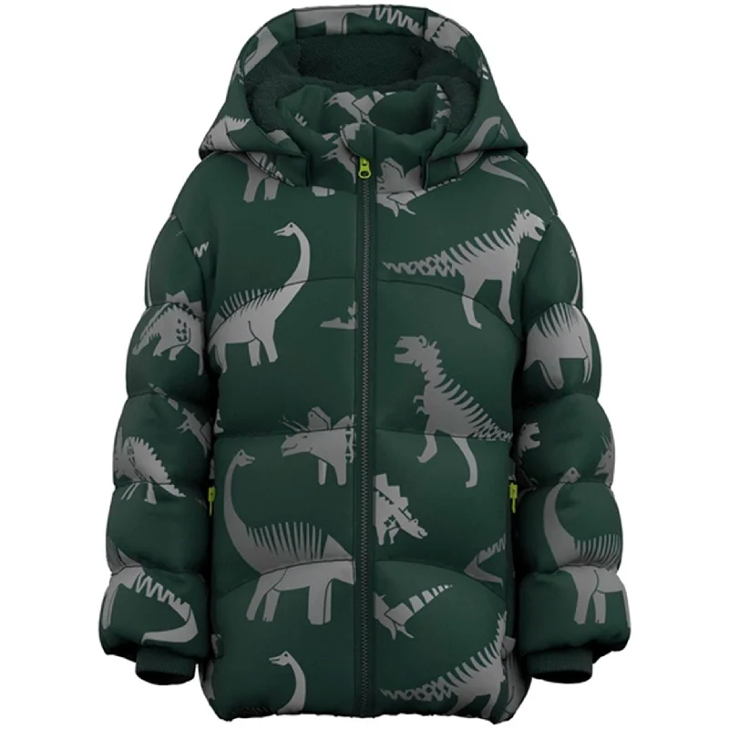 Elegant And Simple Name it Deep Forest Mosan Puffer Jacket Reflective AOP