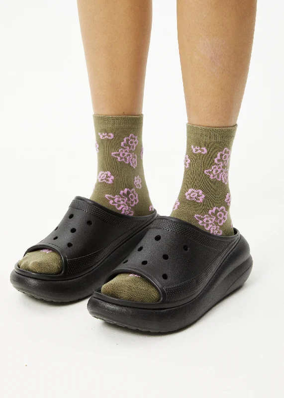 Urban Style AFENDS Unisex Clara - Crew Socks - Olive