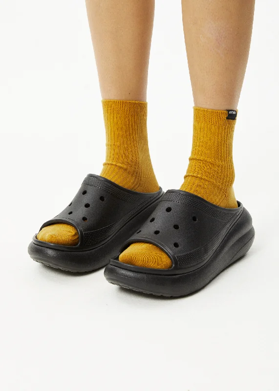 Exclusive Customization AFENDS Unisex The Essential - Ribbed Crew Socks - Mustard