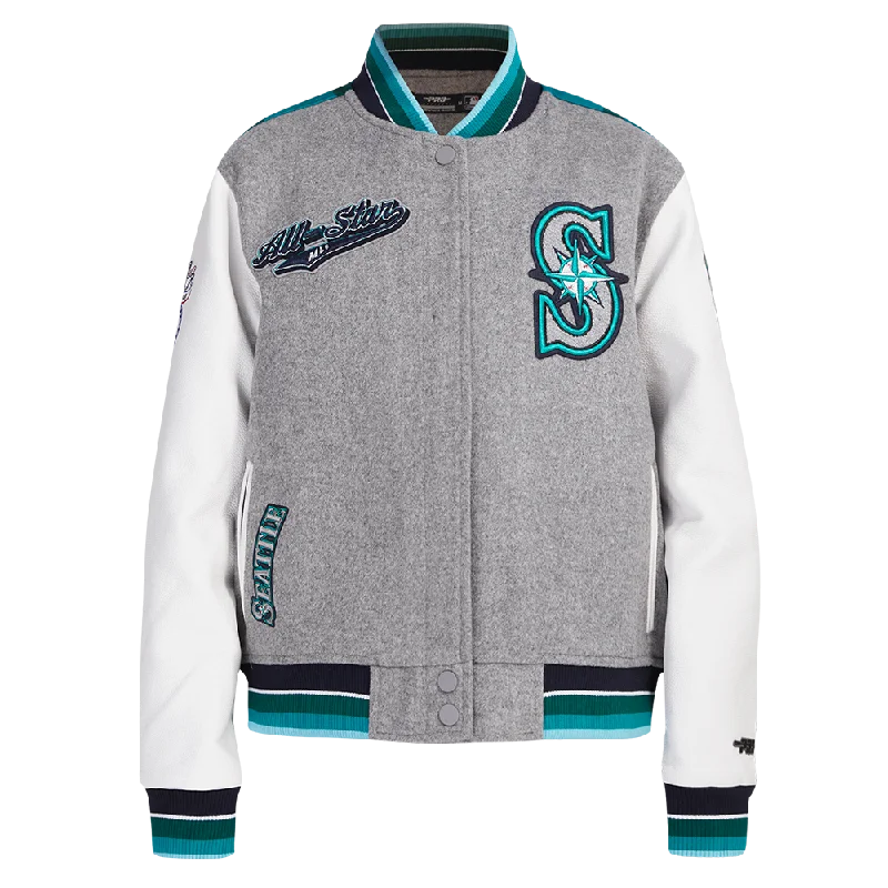 Sports Fashion MLB ALL STAR 2023 RIB WOOL WOMEN'S VARSITY JACKET (HEATHER GREY/WHITE) Sports Fashion MLB ALL STAR 2023 RIB WOOL WOMEN'S VARSITY JACKET (HEATHER GREY/WHITE)
