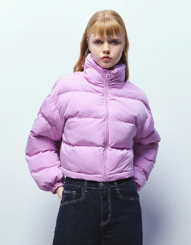 Soft And Comfortable Stand Collar Puffer Jacket