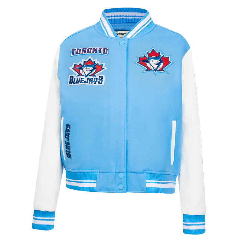 Dynamic Fashion MLB TORONTO BLUE JAYS RETRO CLASSIC WOMEN'S RIB WOOL VARSITY JACKET (UNIVERSITY BLUE/WHITE) Dynamic Fashion MLB TORONTO BLUE JAYS RETRO CLASSIC WOMEN'S RIB WOOL VARSITY JACKET (UNIVERSITY BLUE/WHITE)