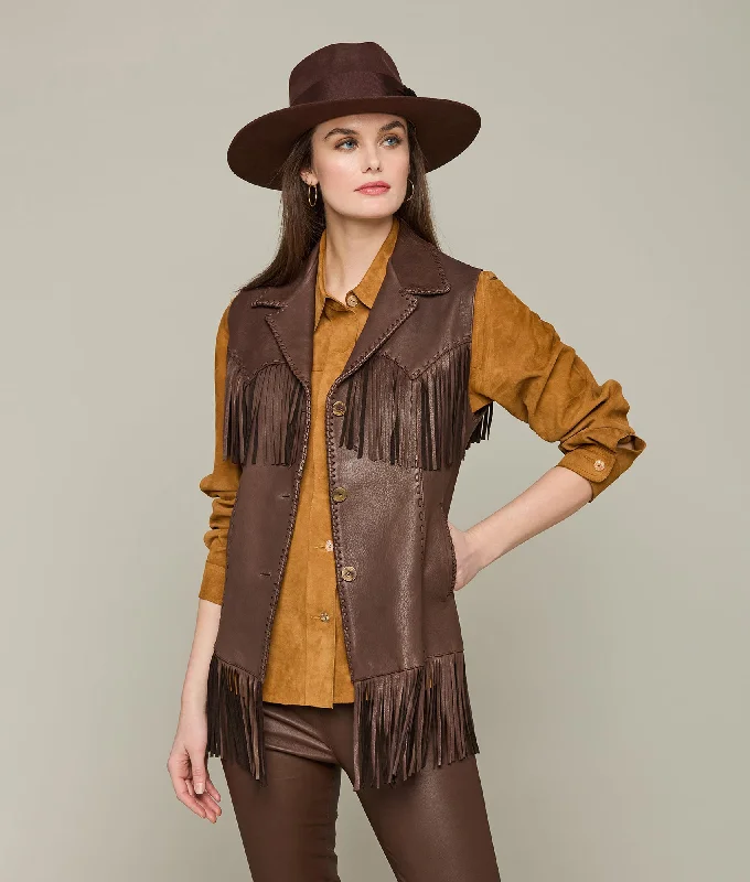 Simple And Comfortable Fringe Vest :: Chocolate