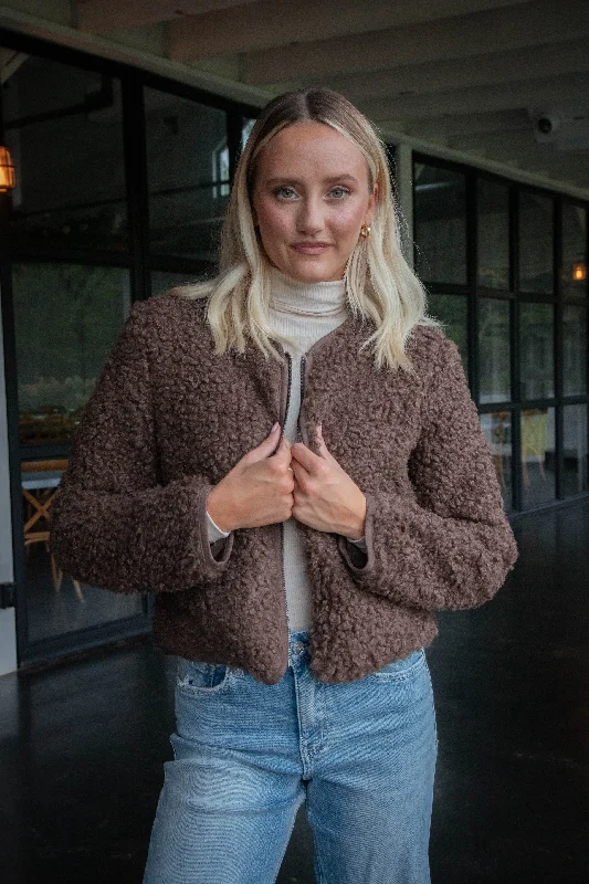 Comfy Chic Teddy Jacket, Mocha | Steve Madden