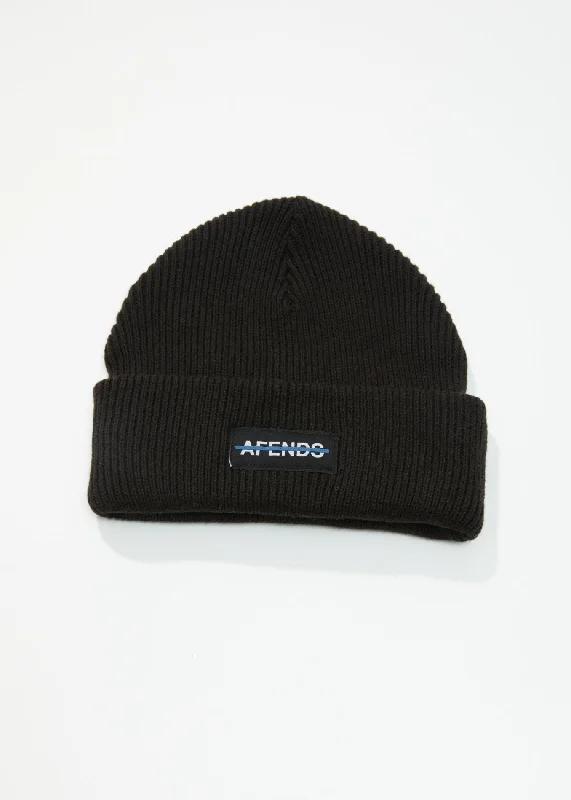 Fresh And Natural AFENDS Unisex Liquid - Ribbed Beanie - Black