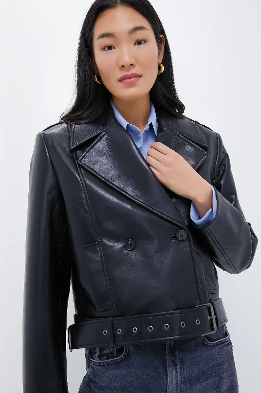 Elegant Design Black Recycled Leather Simone Jacket