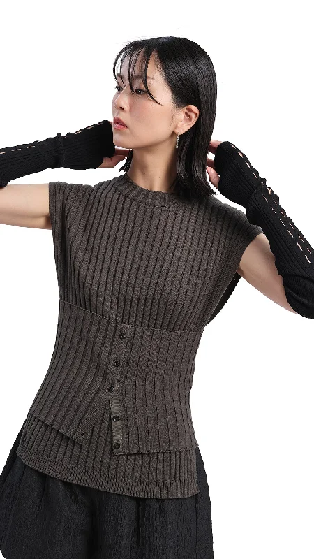 Elegant Temperament Round-neck Dicky with Knitted Corset