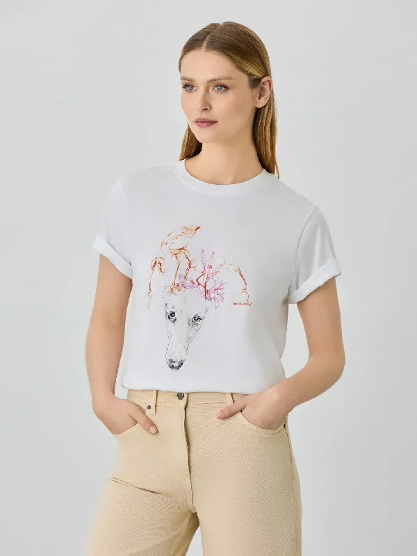 Relaxed Wear Regular Fit T-shirt In Organic Cotton With Libra Sign