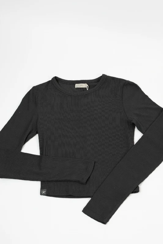 Cozy Outfit Barefoot Dreams MC Ultra Soft Rib Long Sleeve | Carbon