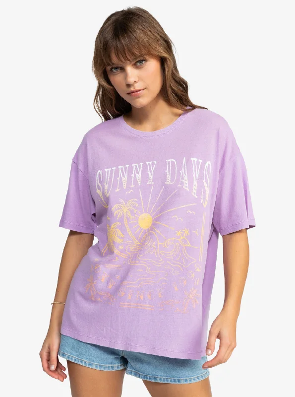 Simple Style Sunny Days Washed Oversized T-Shirt - Crocus Petal