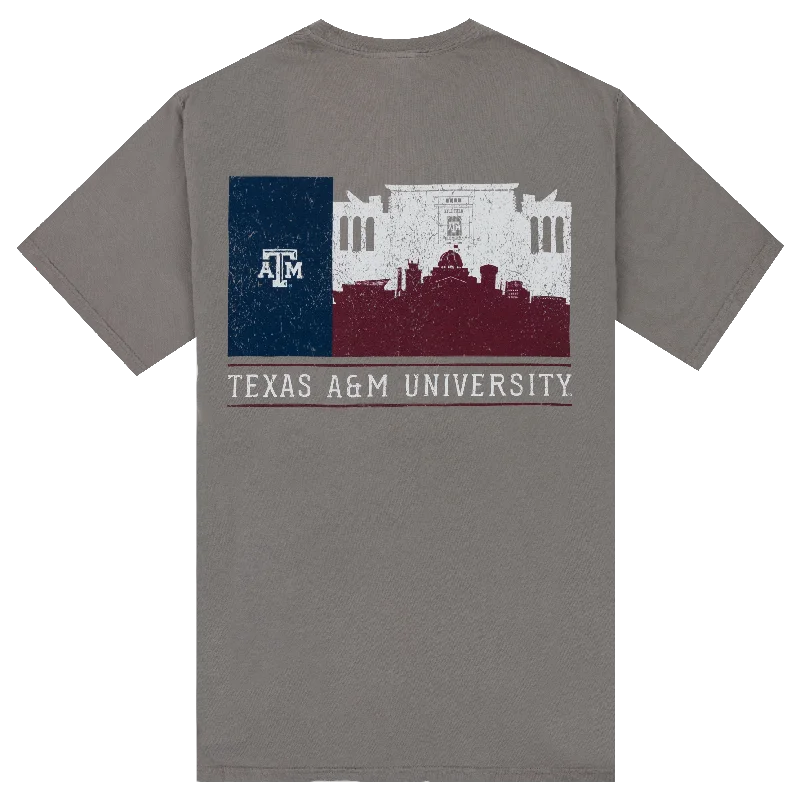 European And American Style Texas A&M University Silhouette Flag T-Shirt