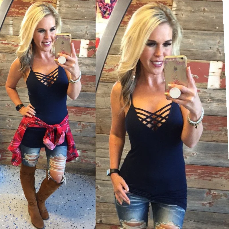 Classic Series Long Caged Cami: Navy
